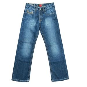 Request Boy's Casual Solid Blue Distressed Bootcut Denim Jeans